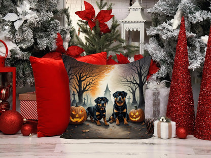 Rottweiler Spooky Halloween Throw Pillow - Vivid Treasure Zone
