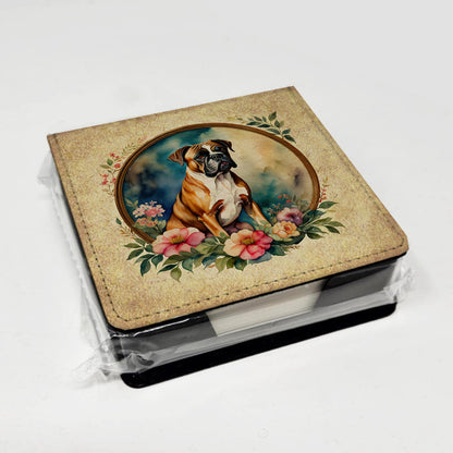 Boxer and Flowers PU Leather Note Paper Holder Caroline's Treasures