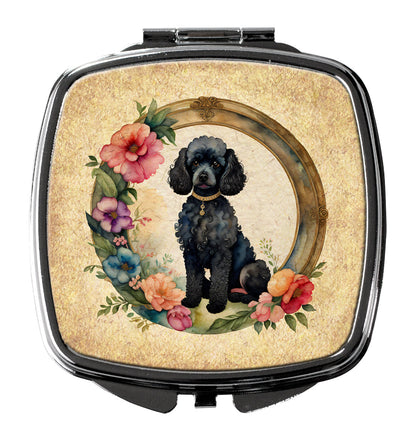 Black Poodle and Flowers Compact Mirror Caroline's Treasures
