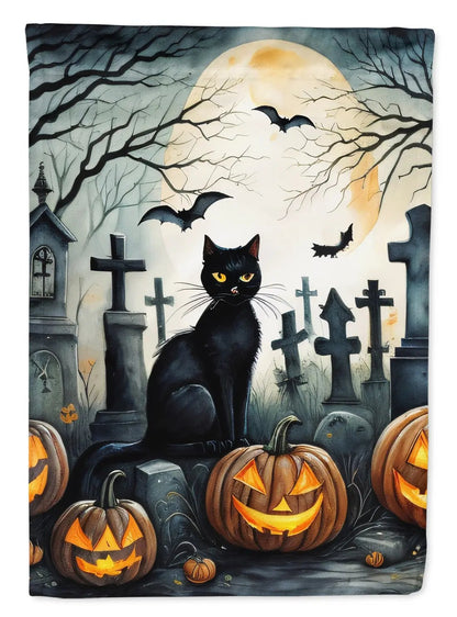 Black Cat Spooky Halloween Garden Flag - Vivid Treasure Zone