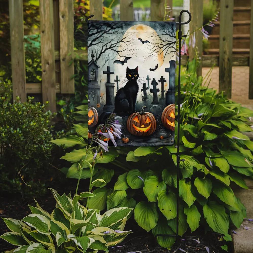 Black Cat Spooky Halloween Garden Flag - Vivid Treasure Zone