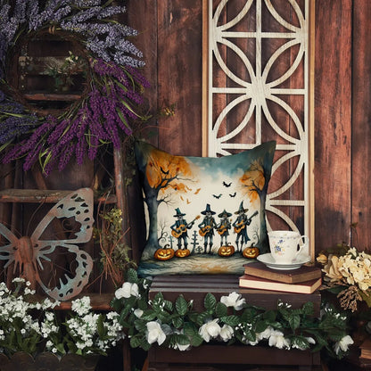 Mariachi Skeleton Band Spooky Halloween Throw Pillow-3