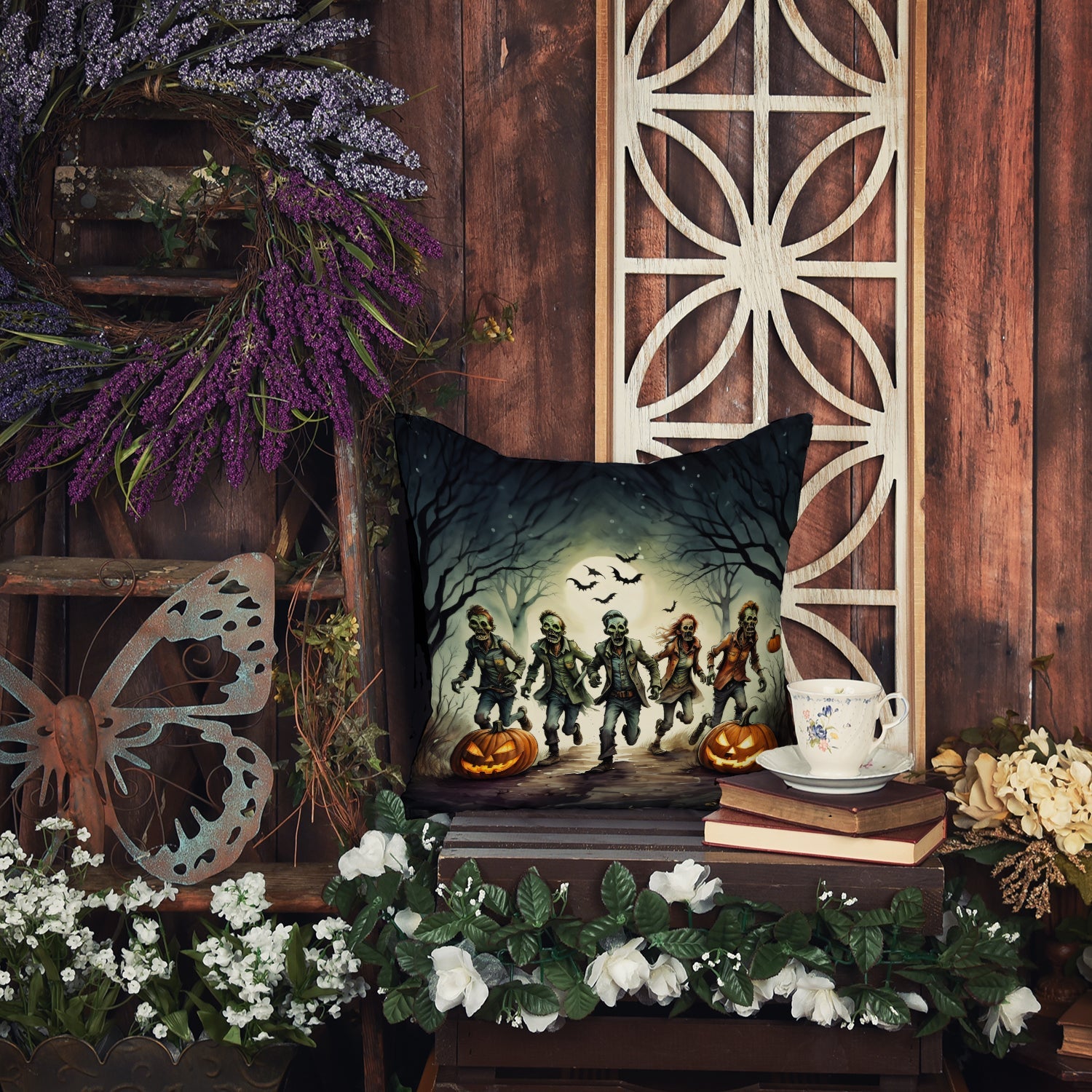 Zombies Spooky Halloween Throw Pillow Caroline's Treasures