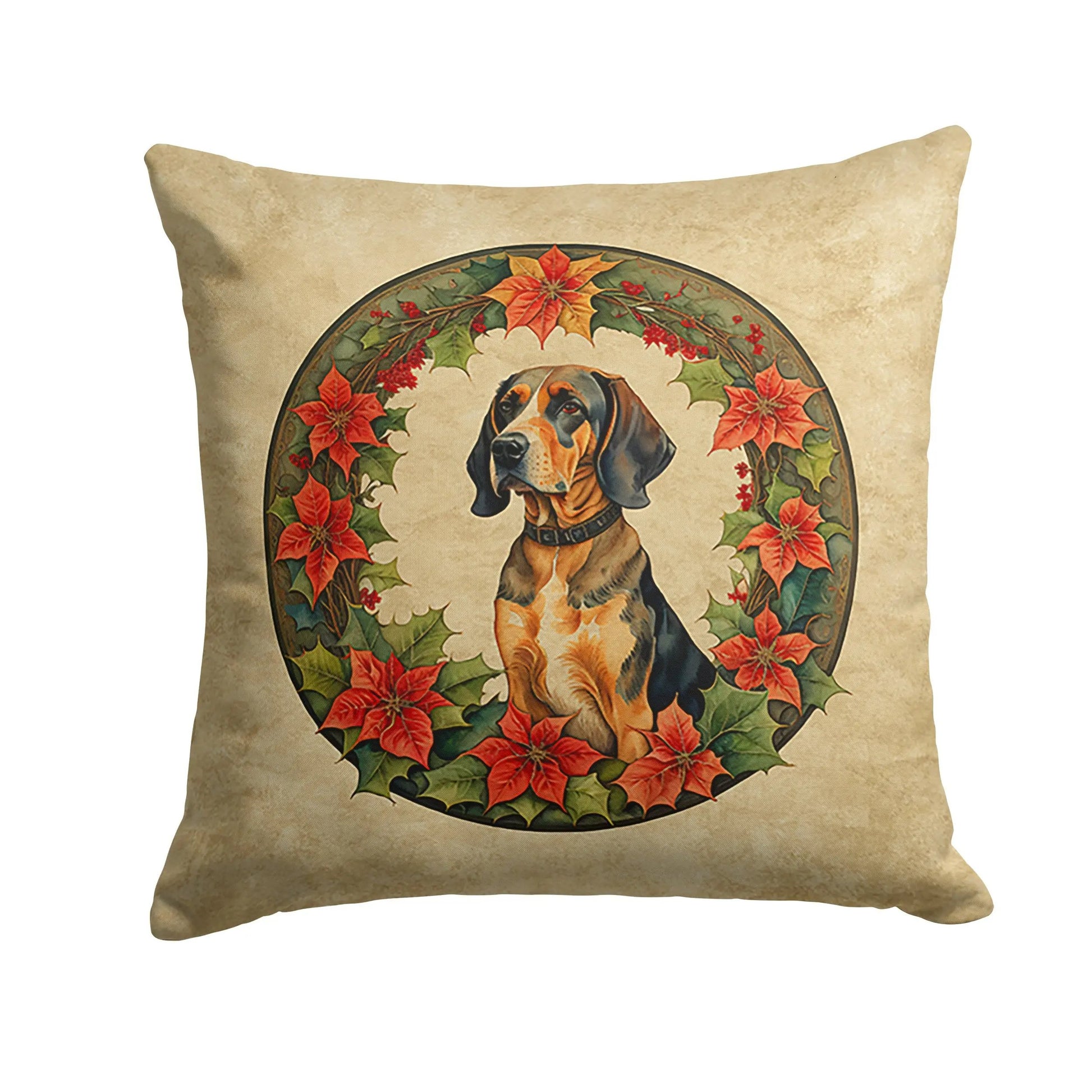American English Coonhound Christmas Flowers Throw Pillow Caroline's Treasures