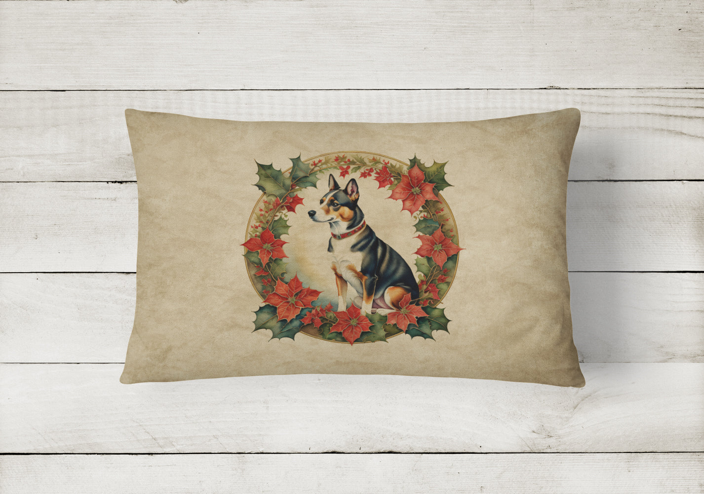 Basenji Christmas Flowers Throw Pillow Caroline's Treasures