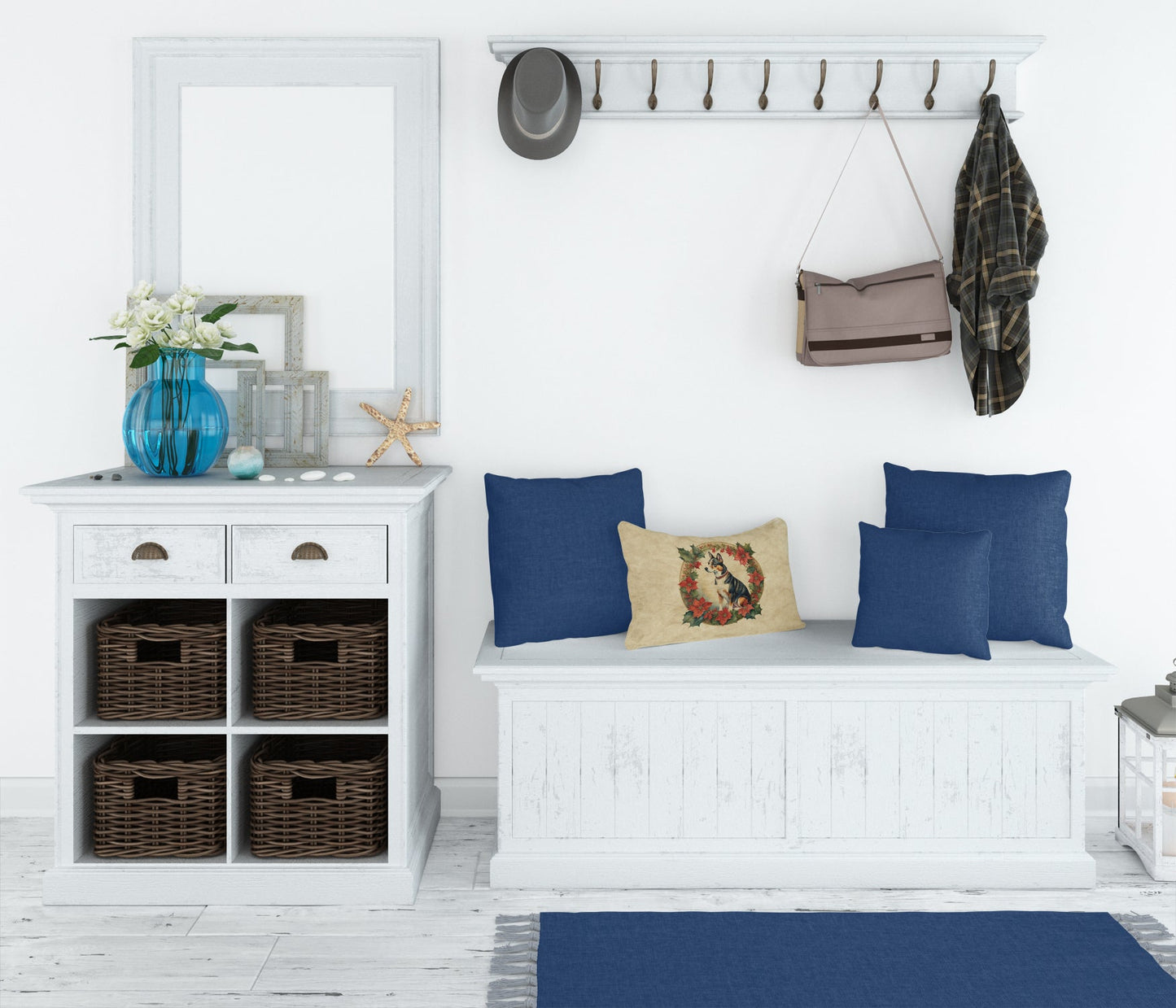 Basenji Christmas Flowers Throw Pillow Caroline's Treasures