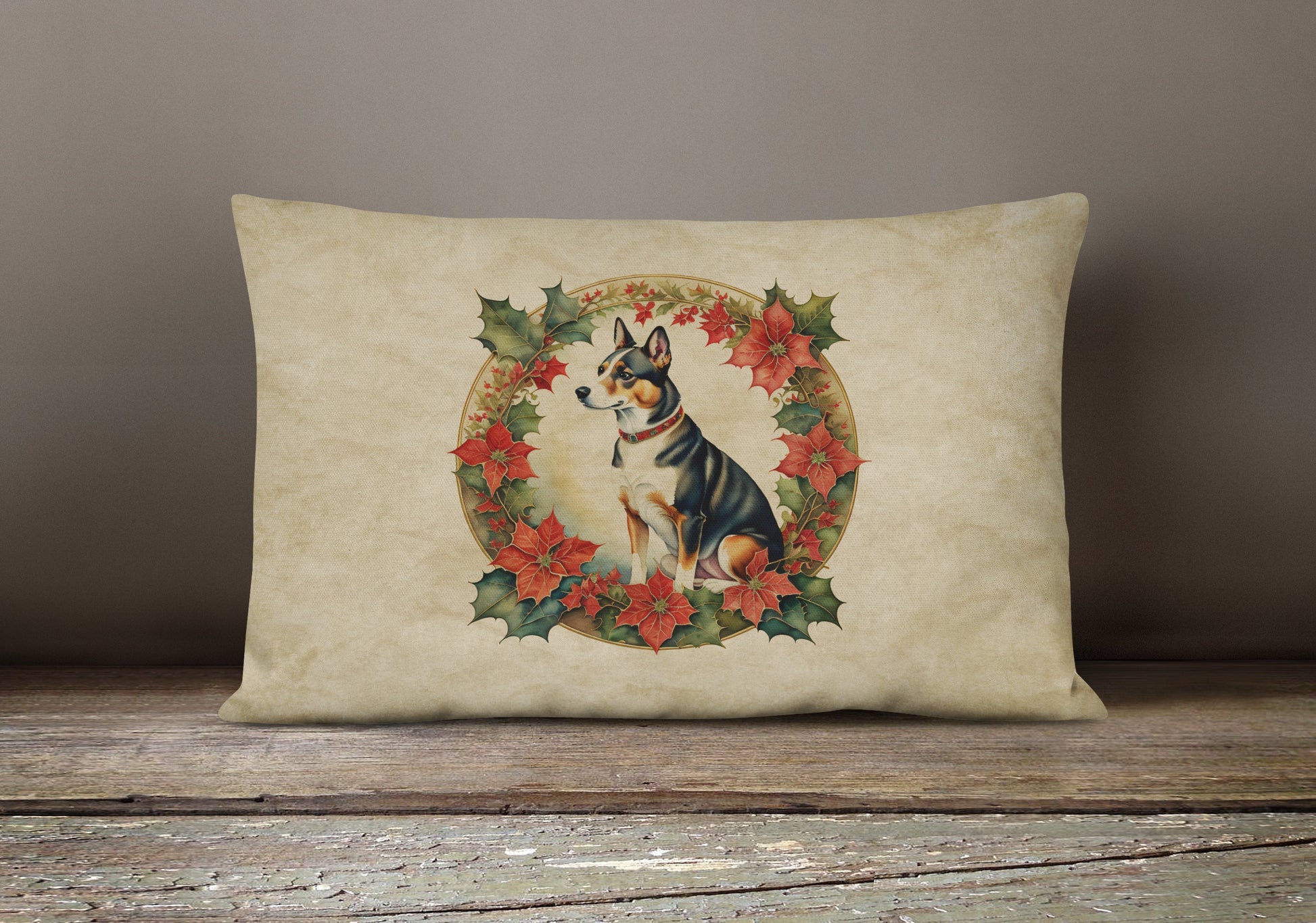Basenji Christmas Flowers Throw Pillow Caroline's Treasures