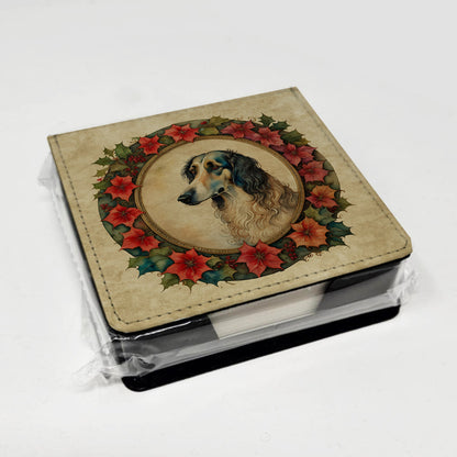 Borzoi Christmas Flowers PU Leather Note Paper Holder Caroline's Treasures