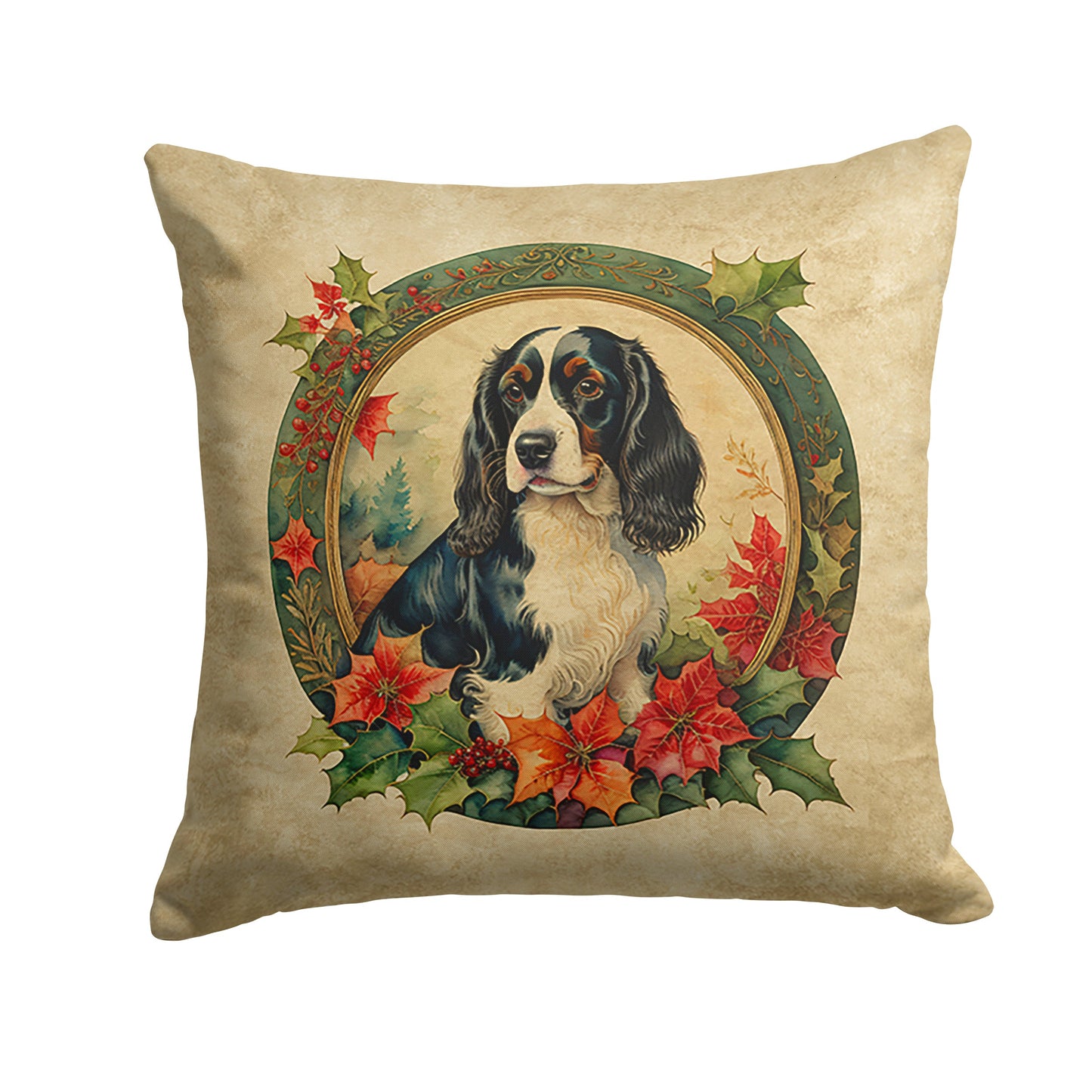 English Springer Spaniel Christmas Flowers Throw Pillow Caroline's Treasures