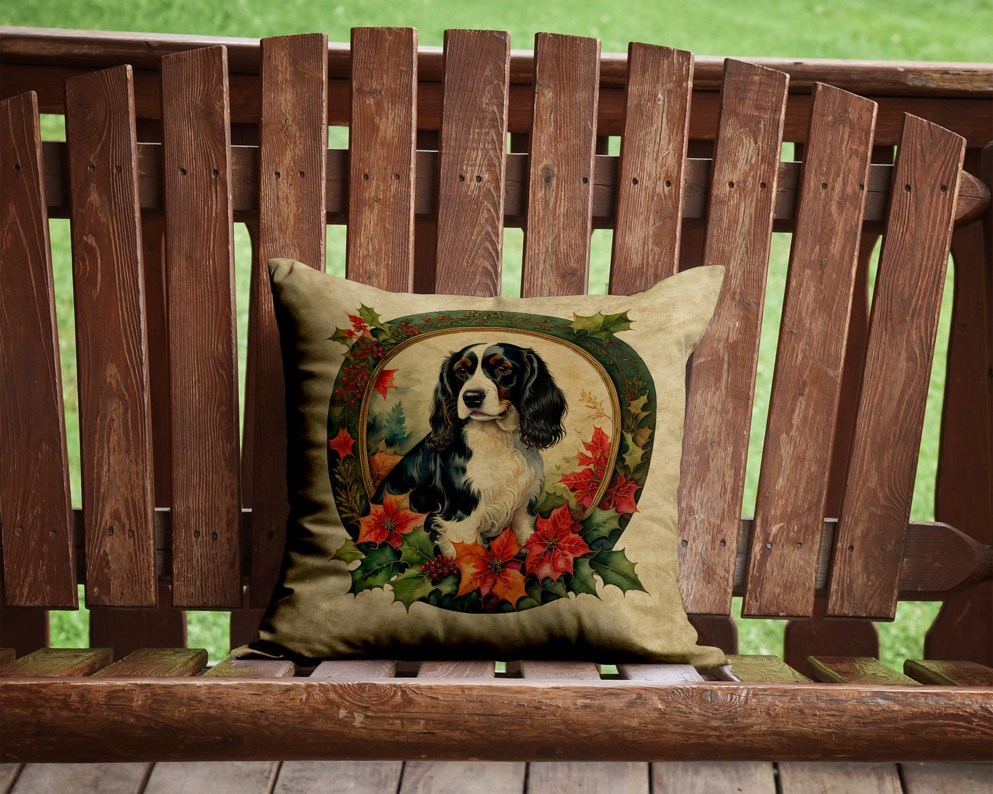 English Springer Spaniel Christmas Flowers Throw Pillow Caroline's Treasures