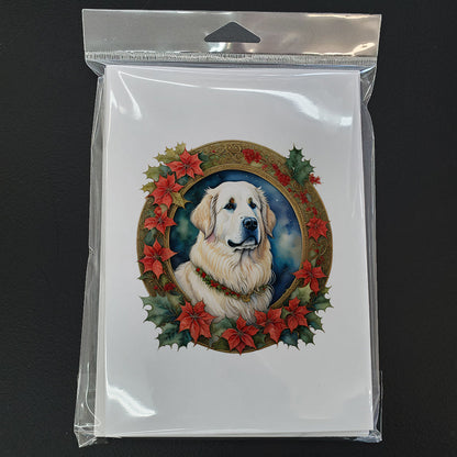 Great Pyrenees Christmas Flowers Greeting Cards Pack of 8 Caroline's Treasures