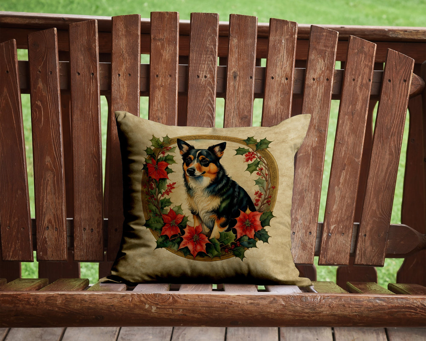 Lancashire Heeler Christmas Flowers Throw Pillow Caroline's Treasures