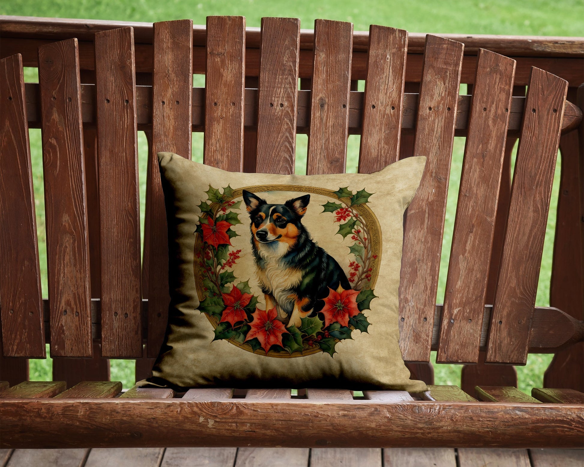 Lancashire Heeler Christmas Flowers Throw Pillow Caroline's Treasures