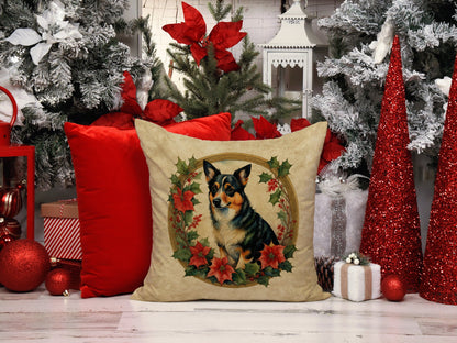 Lancashire Heeler Christmas Flowers Throw Pillow Caroline's Treasures
