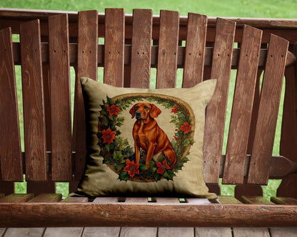 Red Redbone Coonhound Christmas Flowers Throw Pillow - Vivid Treasure Zone