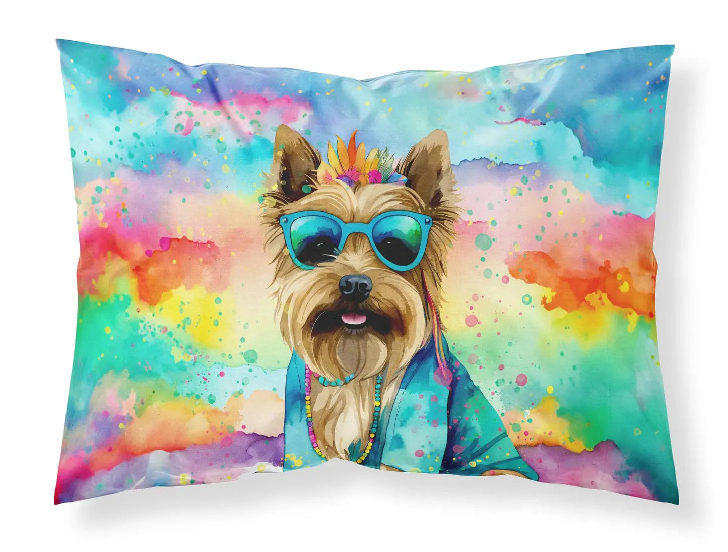 Cairn Terrier Hippie Dawg Standard Pillowcase - Vivid Treasure Zone