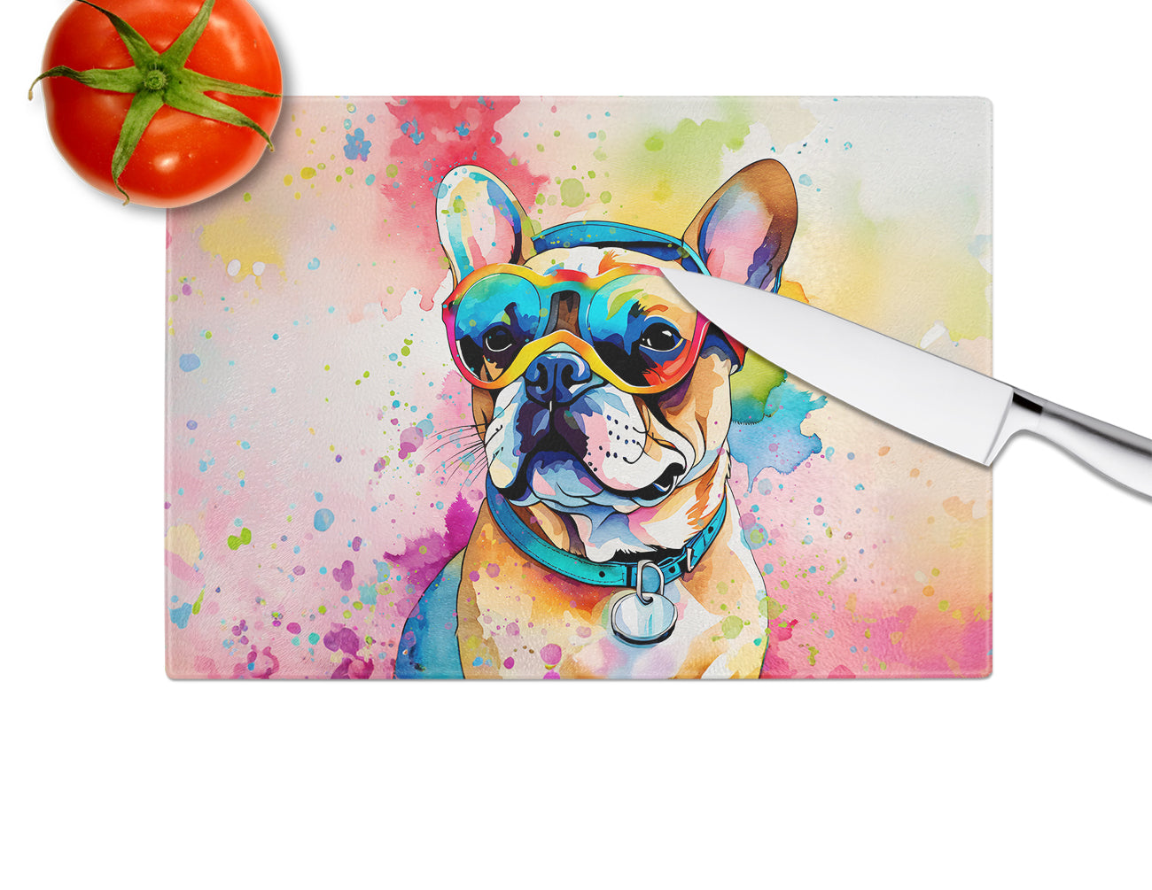 French Bulldog Hippie Dawg Glass Cutting Board Caroline's Treasures