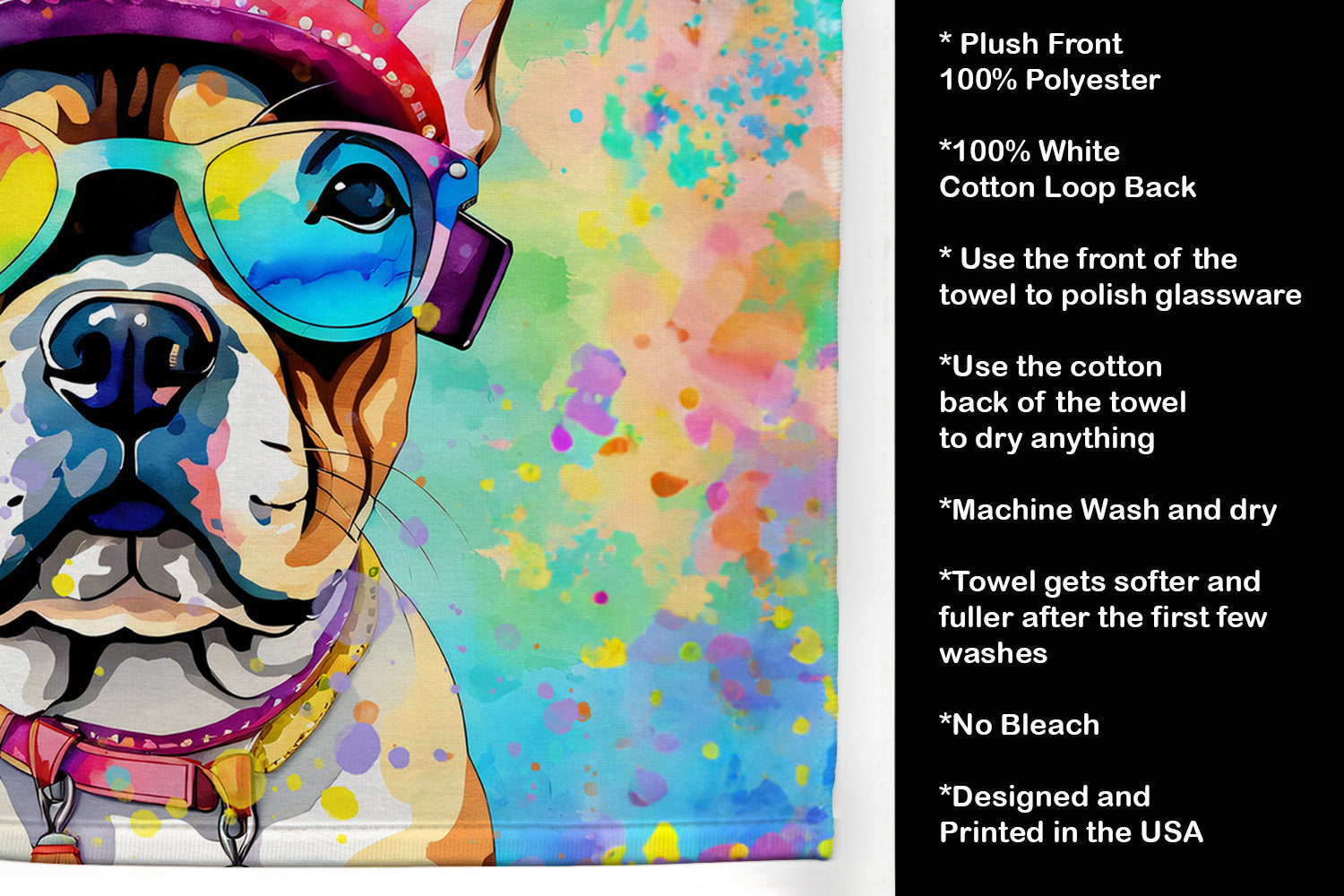 French Bulldog Hippie Dawg Kitchen Towel Caroline's Treasures