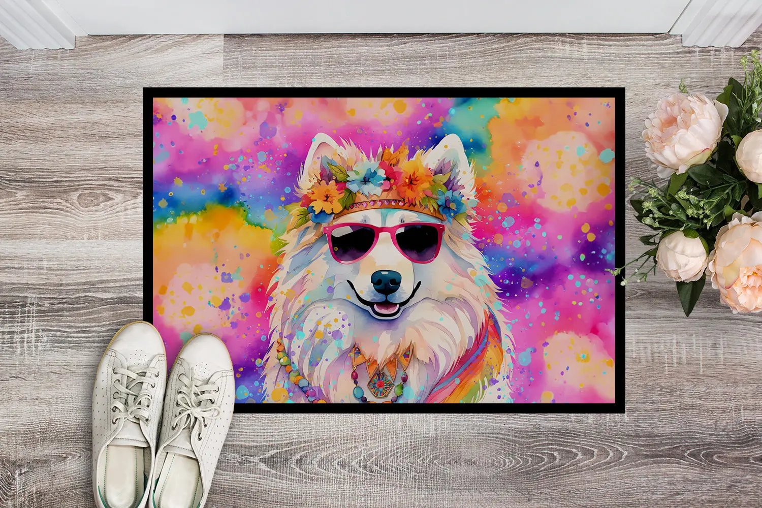 Samoyed Hippie Dawg Doormat Caroline's Treasures