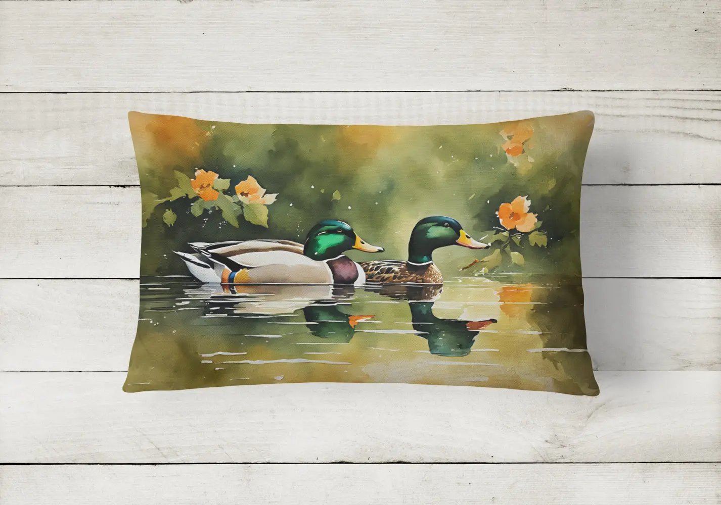 Mallard Throw Pillow - Vivid Treasure Zone