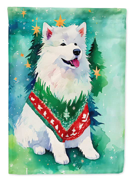 Samoyed Christmas House Flag-0