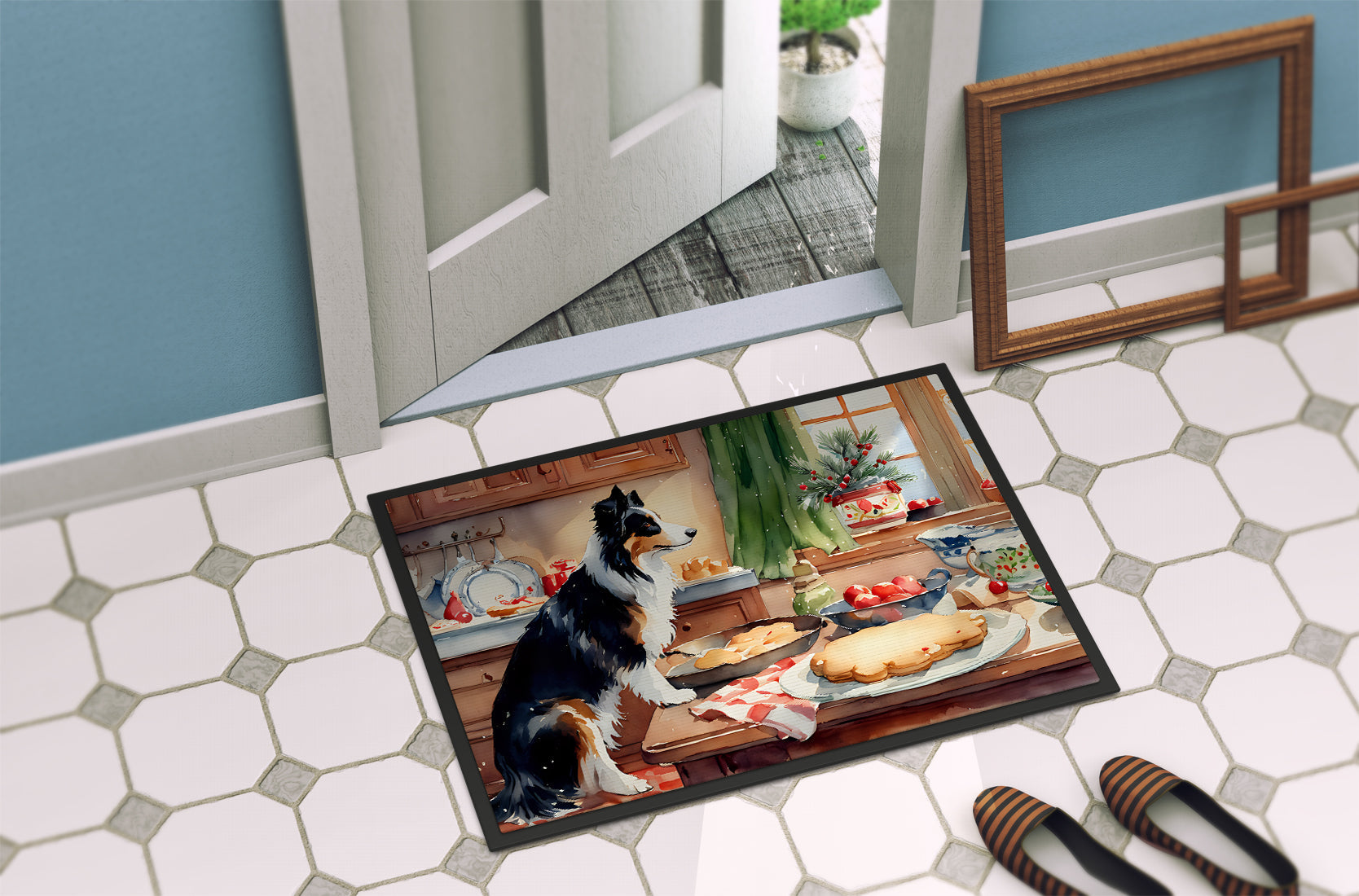Border Collie Christmas Cookies Doormat Caroline's Treasures