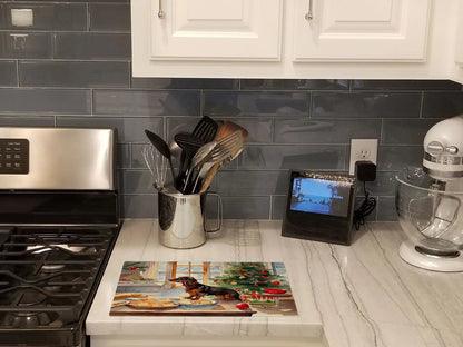 Dachshund Christmas Cookies Glass Cutting Board-1