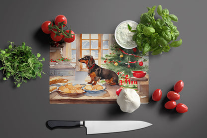 Dachshund Christmas Cookies Glass Cutting Board-2