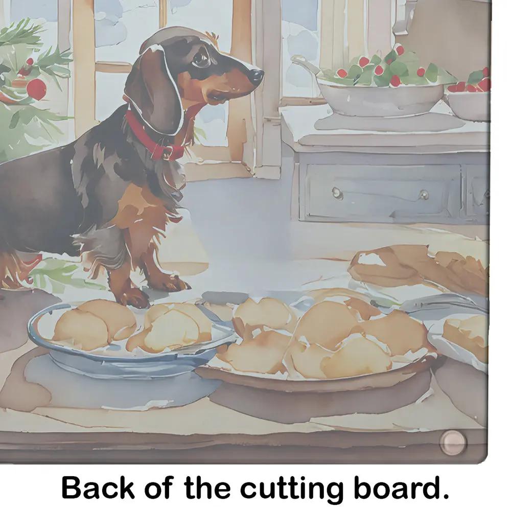 Dachshund Christmas Cookies Glass Cutting Board-4