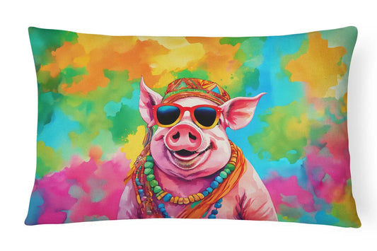 Hippie Animal Pig Throw Pillow-0