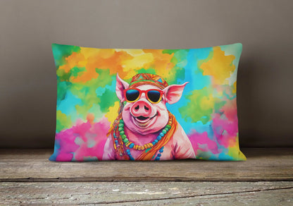 Hippie Animal Pig Throw Pillow-3