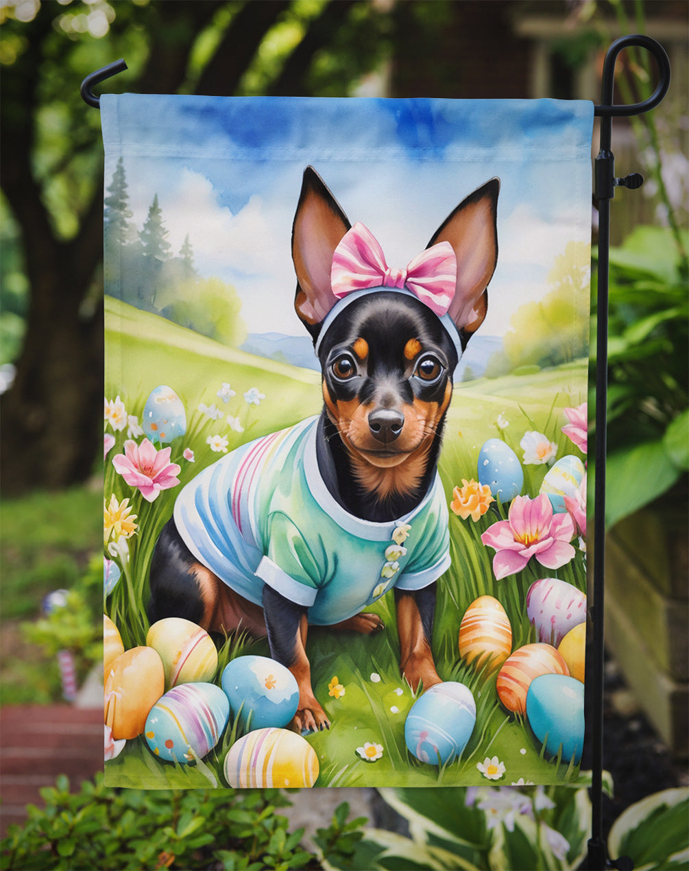 Miniature Pinscher Easter Egg Hunt Garden Flag Caroline's Treasures
