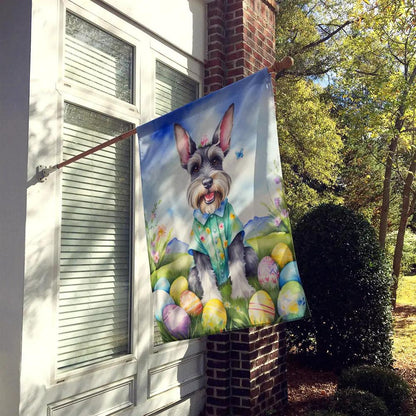 Schnauzer Easter Egg Hunt House Flag - Vivid Treasure Zone
