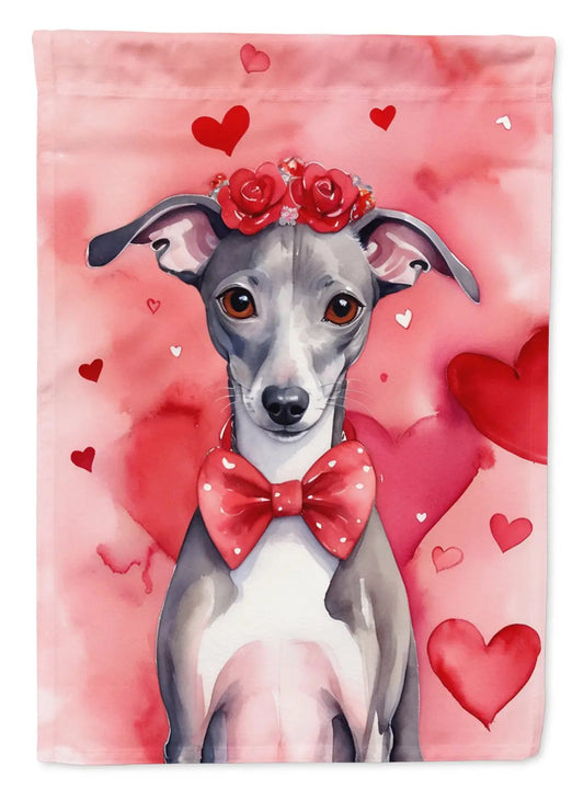 Italian Greyhound My Valentine Garden Flag-0