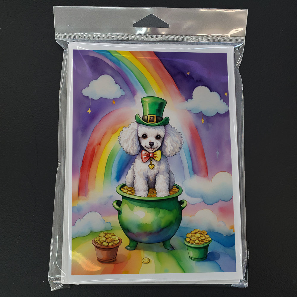White Poodle St Patrick's Day Greeting Cards Pack of 8 Caroline's Treasures