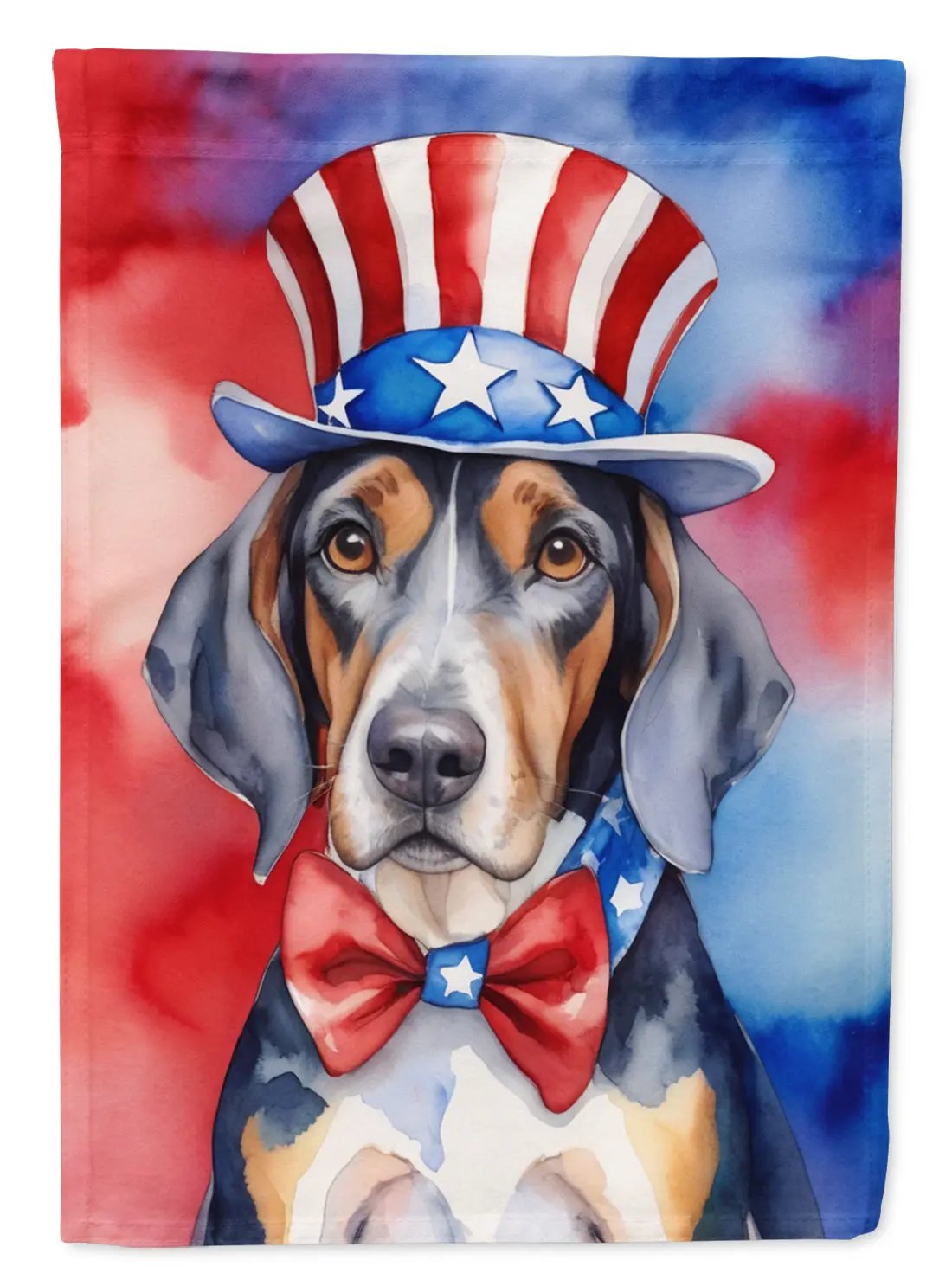 American English Coonhound Patriotic American House Flag - Vivid Treasure Zone