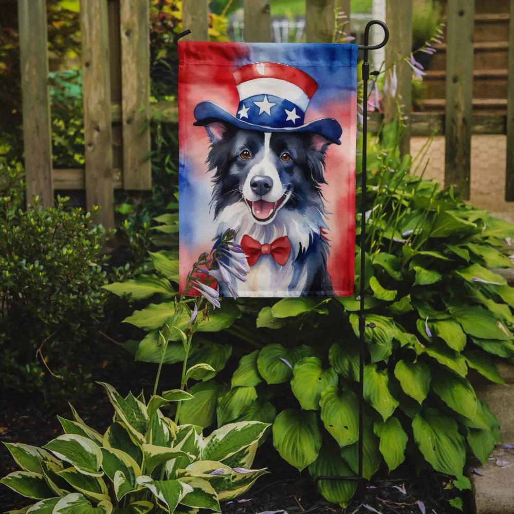Border Collie Patriotic American Garden Flag-1