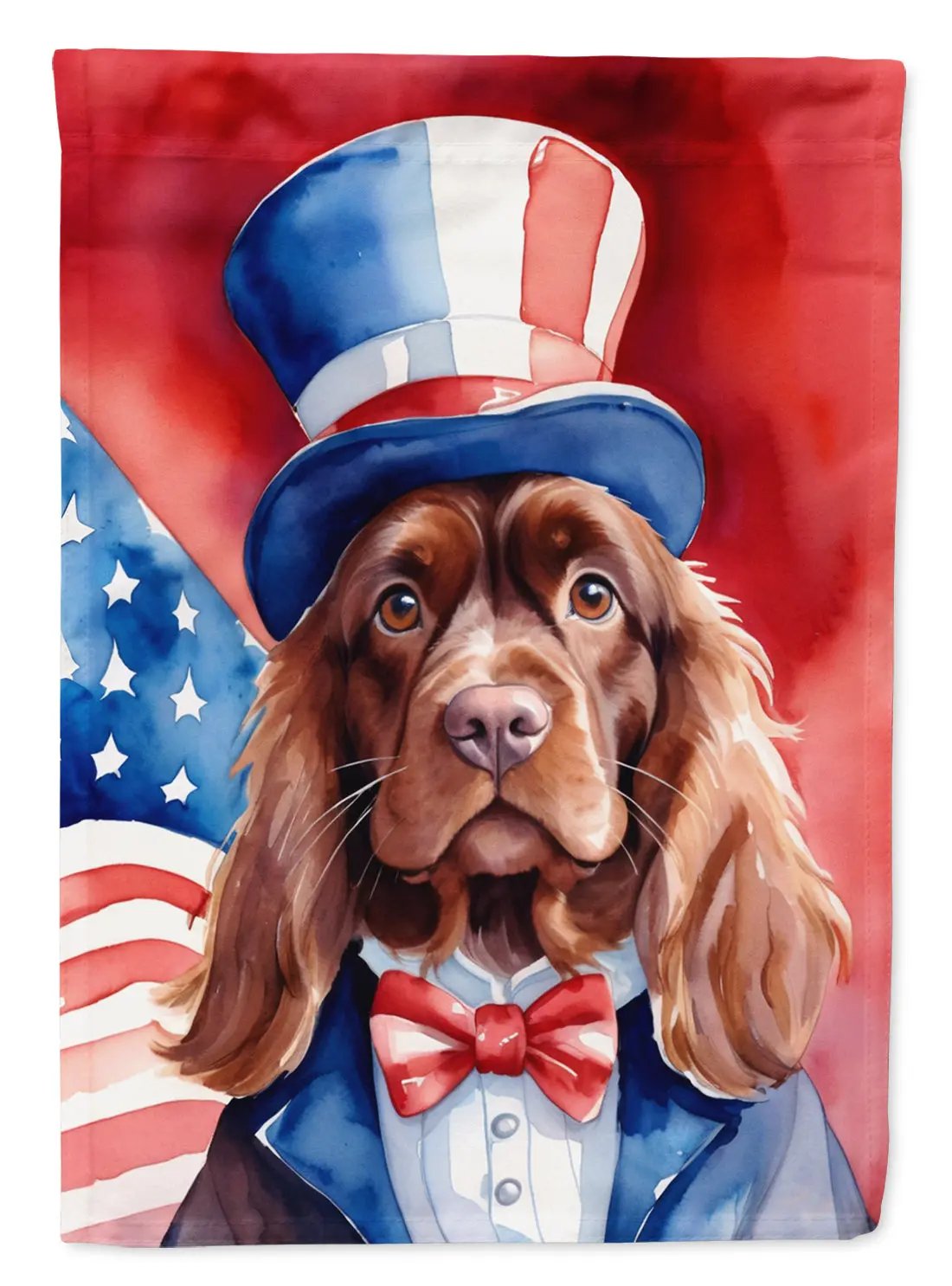 Sussex Spaniel Patriotic American Garden Flag - Vivid Treasure Zone