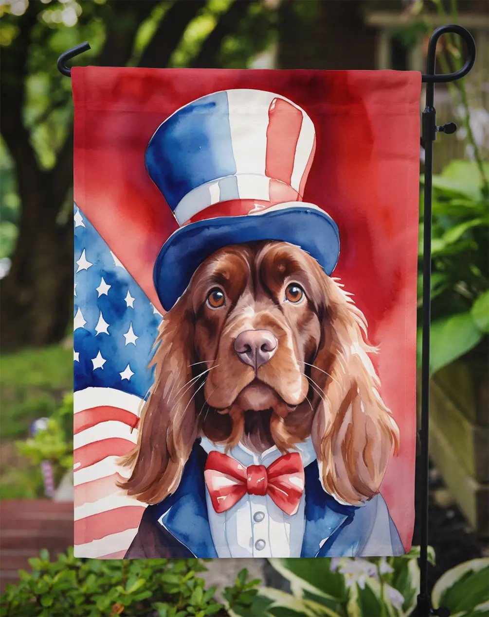 Sussex Spaniel Patriotic American Garden Flag - Vivid Treasure Zone