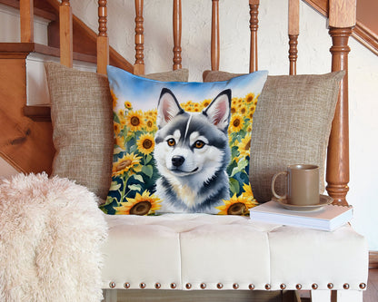 Alaskan Klee Kai in Sunflowers Throw Pillow Caroline's Treasures
