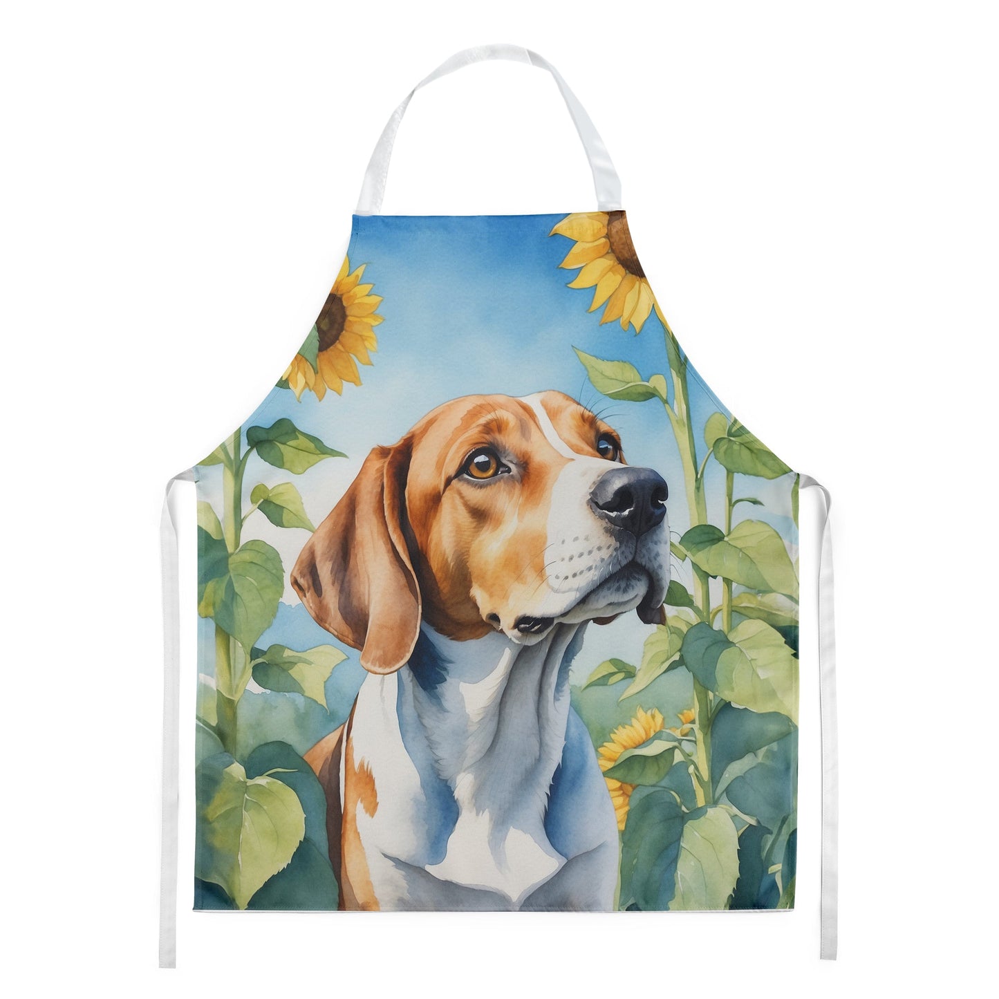 English Foxhound in Sunflowers Apron Caroline's Treasures