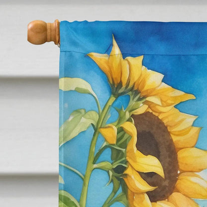 Greyhound in Sunflowers House Flag - Vivid Treasure Zone