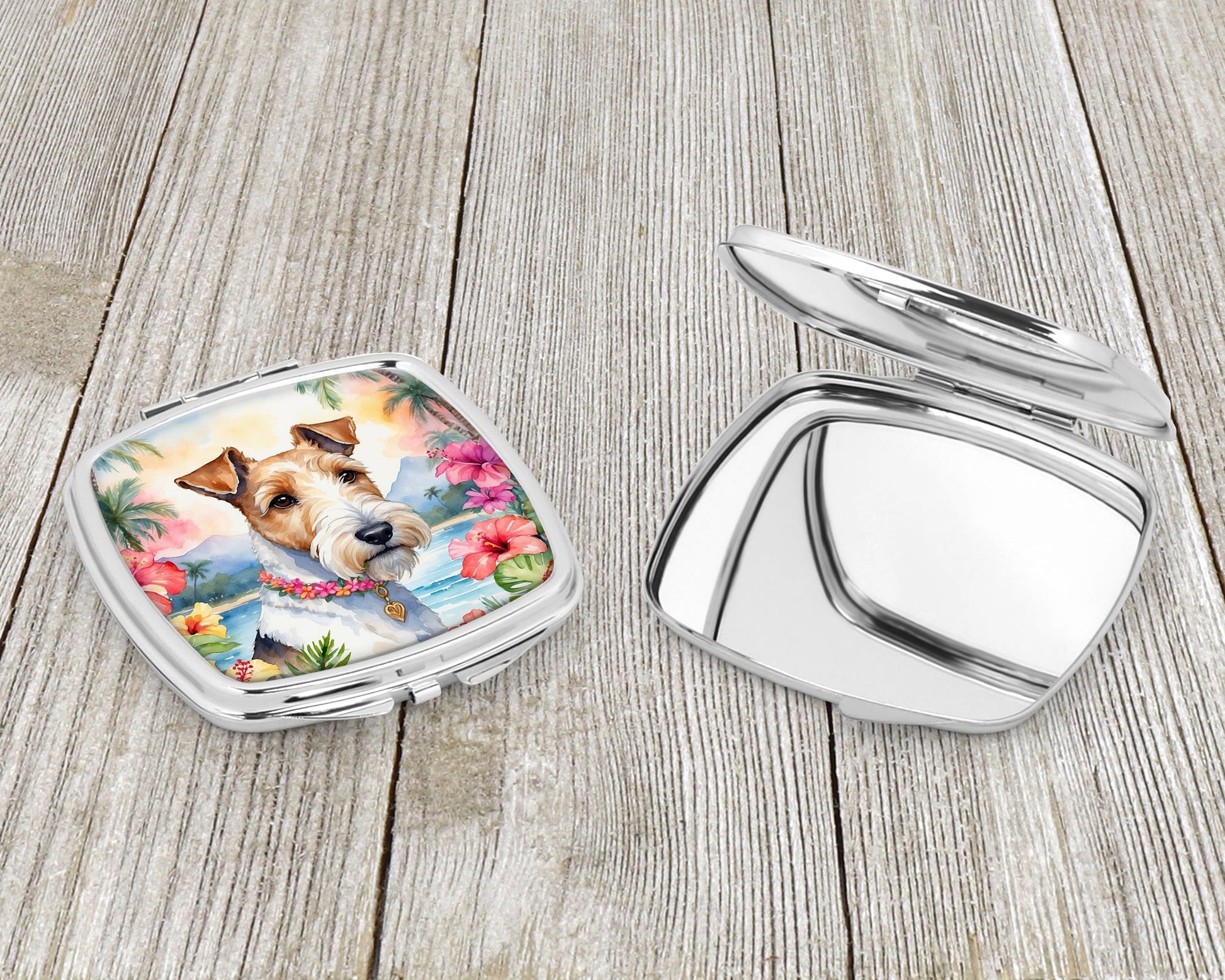Fox Terrier Luau Compact Mirror Caroline's Treasures