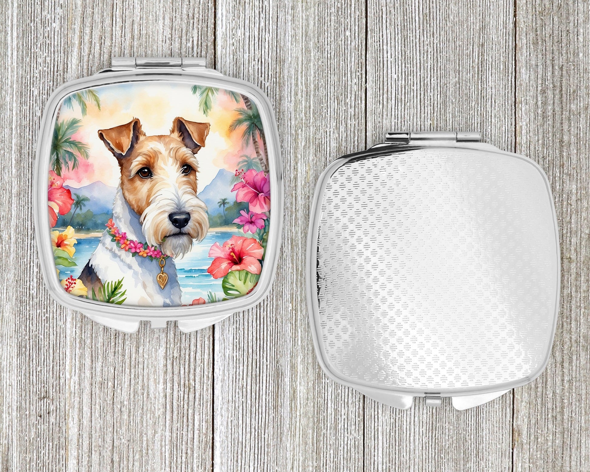 Fox Terrier Luau Compact Mirror Caroline's Treasures