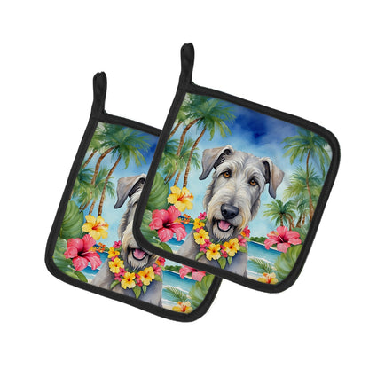 Irish Wolfhound Luau Pair of Pot Holders Caroline's Treasures