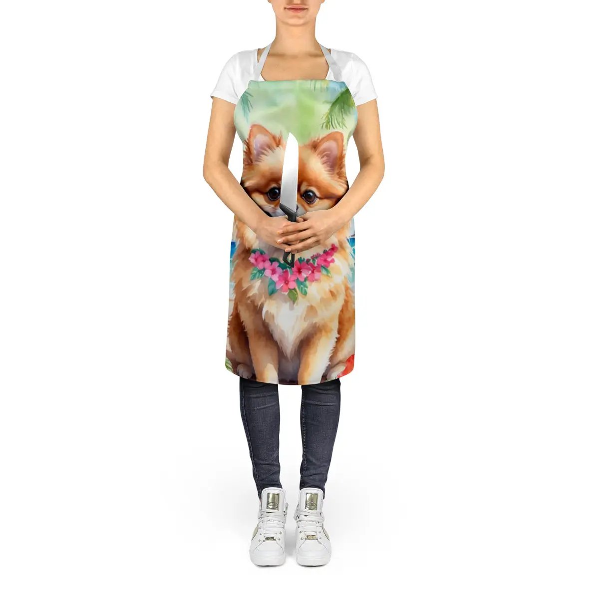 Pomeranian Luau Apron - Vivid Treasure Zone