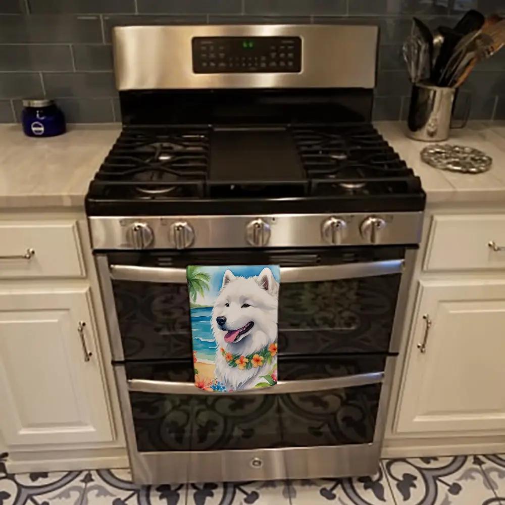 Samoyed Luau Kitchen Towel - Vivid Treasure Zone