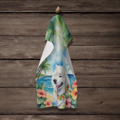 Samoyed Luau Kitchen Towel - Vivid Treasure Zone