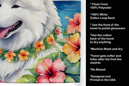Samoyed Luau Kitchen Towel - Vivid Treasure Zone