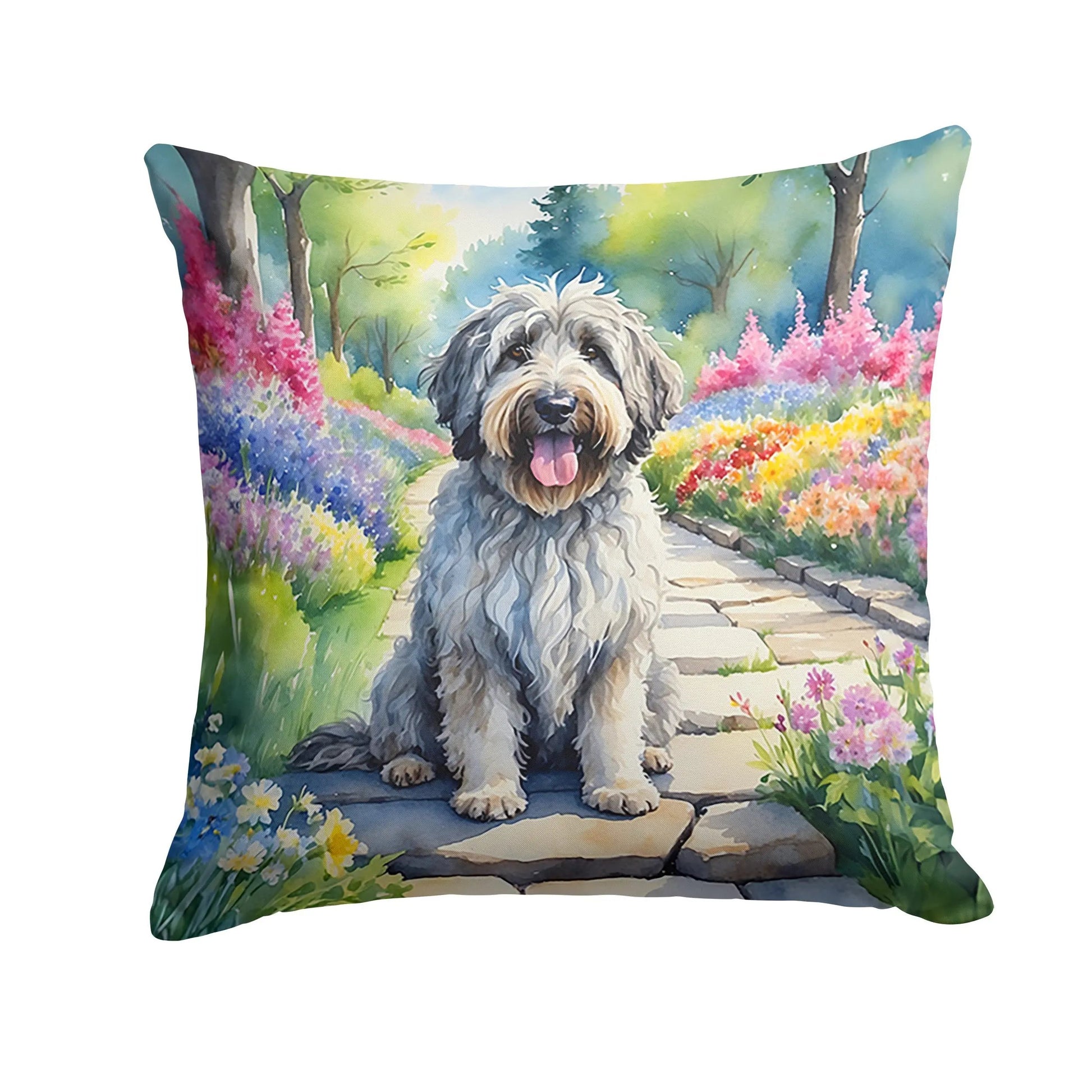 Bergamasco Sheepdog Spring Path Throw Pillow Caroline's Treasures